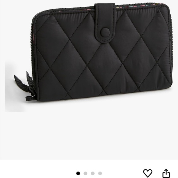 Vera Bradley Handbags - NWT Vera Bradley Black Quilted Wallet with Button Closure